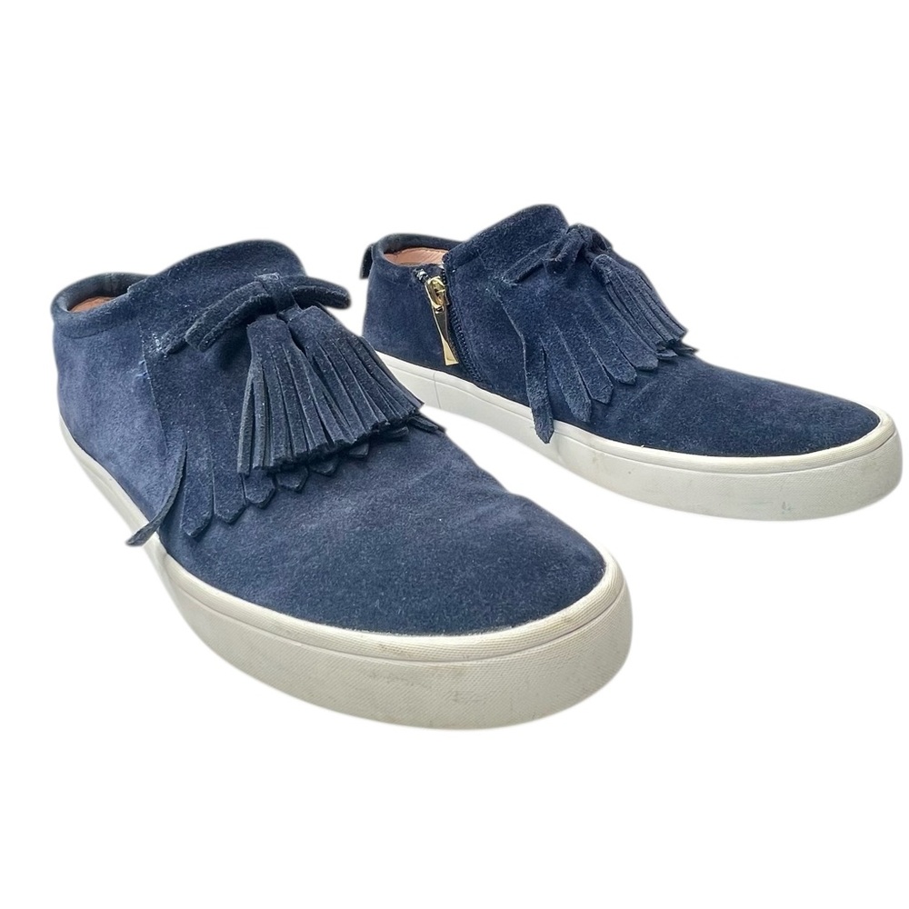Kate Spade Lenna Fringe Tassel Sneaker Navy Suede Kiltie Slip-On Size 7.5